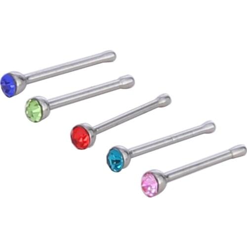 60pcs Stainless Steel Nose Stud Pack Crystal Straight Stud Nose Ring Set Nose Stud Lot Piercing Nariz Pin
