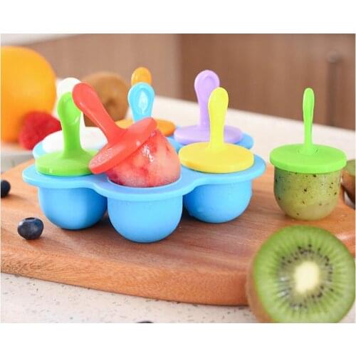 7 pack Silicone Mini Ice Pops Mold Ice Cream Ball Lolly Maker Popsicle Molds Baby DIY Food Fruit Shake Ice Cream Frozen Mold