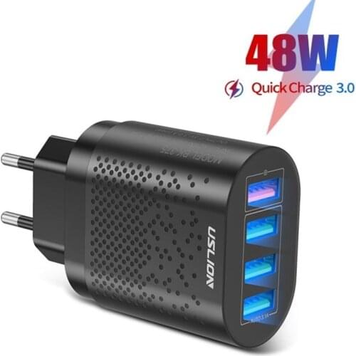 EU/US Plug 48W Fast Charging Adapter Phone Charger For iPhone Xiaomi QC3.0 Quick Charge 4 USB Ports Hub Mobile Phone Charger