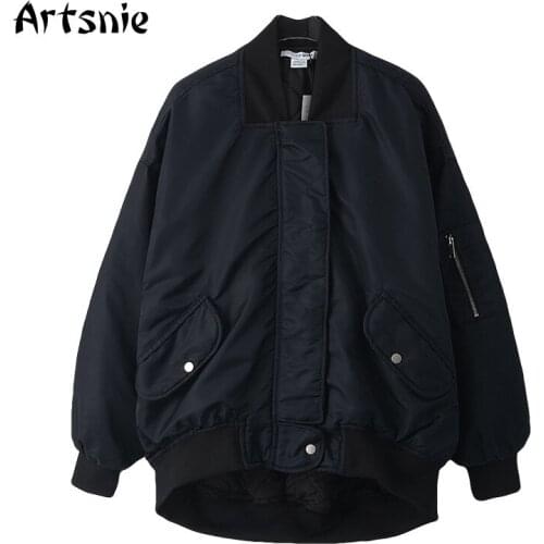 Artsnie Women's Black Bomber Jackets
