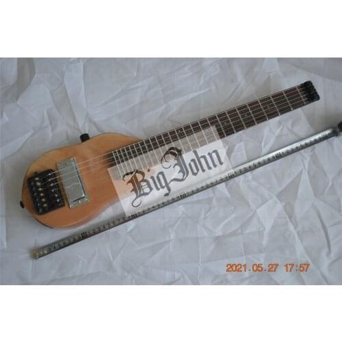 Free shipping mini headless electric guitar natural color fit for travel and easy to take