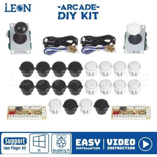 Diy Arcade Game Kit 2 Player Zero Delay Encoder For Rasberry Pi Sanwa Original Arcade Button Pc Arcade Joystick 5 Pin 8 Way
