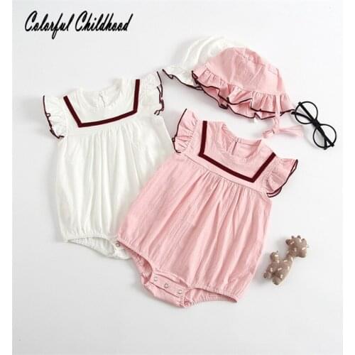 2 pcs Summer Baby Girl Rompers cotton Horn sleeve Jumpsuit Baby Princess Toddler Romper Newborn Baby Clothes+Headband