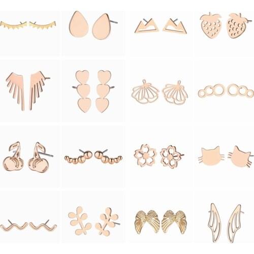 Tiny Gold fashion Stud Earrings Women Stainless Steel Geometric Lovely Cute Fashion Jewelry Wings Handmade Cheap Earrings Gift