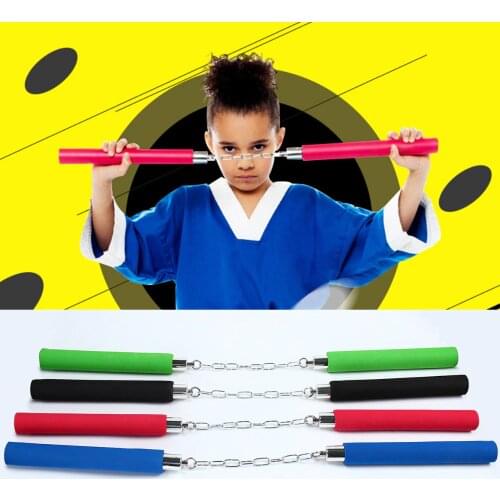 Hot Martial Art Foam Sponge Safe Fitness Nunchakus Karate Ninja Nunchucks with Stainless Steel Chain for Kids kungFu Beginners