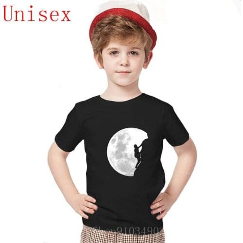 Fashion Rock climbing teen girls clothing Summer Funny Climb The Moon Printed Tshirt Casual Short Sleeve Cotton boy clothes