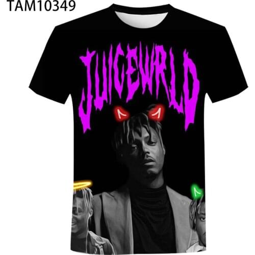 Rap singer Juice Wrld trend fashion mens breathable and sweat-absorbent childrens O-neck shirt apparel