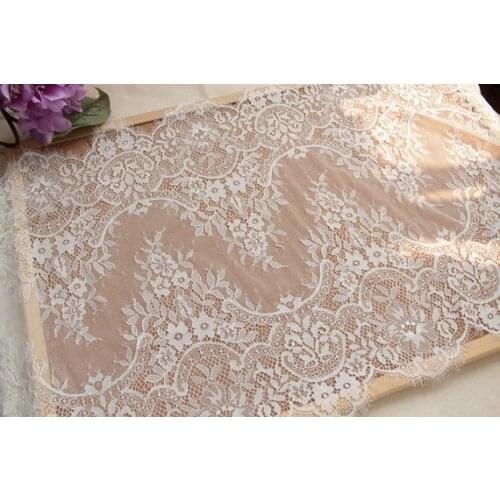 3 Meters Soft Off White Chantilly Eyelash Lace Fabric Trim for Bridal Veil, Wedding Gown, DIY Wedding Lace Cape overlay Supply