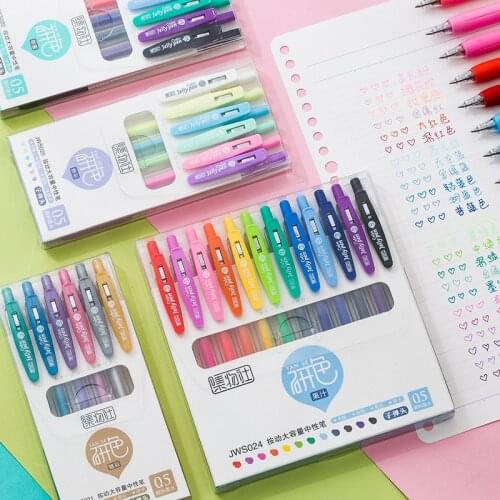 6/12pcs Jelly Color Pens Set Nice Juice Gel Ink Pen Ballpoint 0.5mm Marker Liner for Writing Paint Drawing Diary School A6010