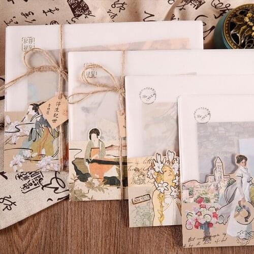 4 styles retro ukiyoe painting material note sticker set diy student diary scrapbook material note book sticker stationery