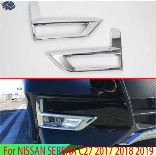 For NISSAN SERENA C27 2017 2018 2019 ABS Chrome Front Fog Light Lamp Cover Trim Molding Bezel Garnish Sticker