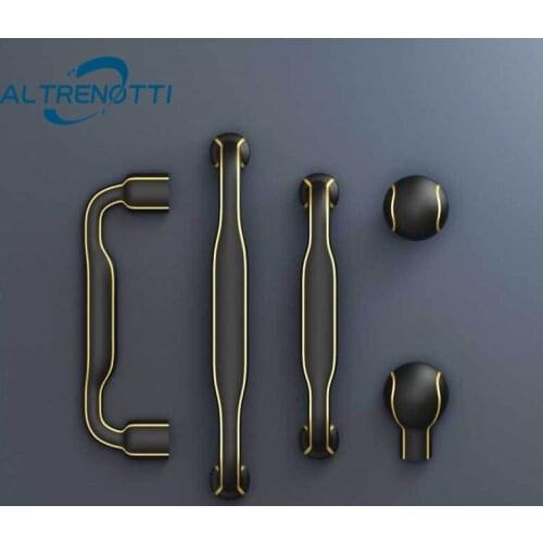 New Furniture Handle Modern Zinc Alloy Wardrobe Cupboard Drawer Knob Black Cabinet Kitchen Closet Dresser Door Pull Hardware