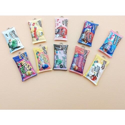 10pcs Simulation M bean Candy Resin Charms Jewelry Making for Necklace Earrings Cute Simulated Animal Pendants Craft