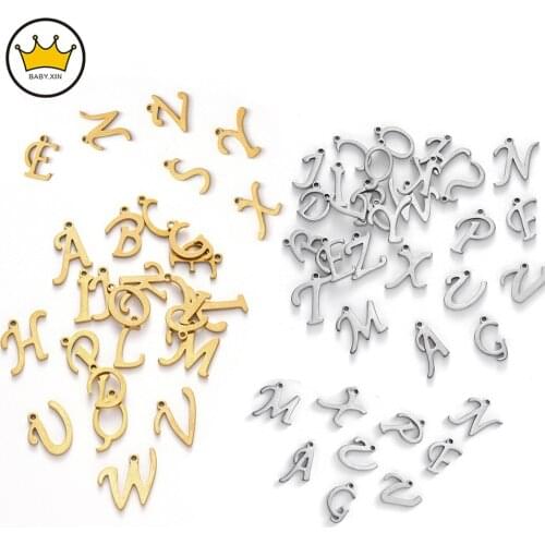 26 PCS/Set Stainless Steel A-Z Letter Gold Charms Alphabet Charm Pendants for Bracelet Necklace Crafts Making