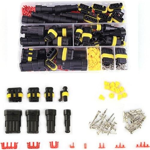 Dropship 352pcs HID Waterproof Connectors 1/2/3/4 Pin 26 Sets Car Electrical Wire Connector Plug Truck Harness 300V 12A