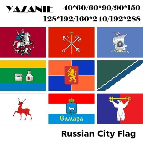 YAZANIE Russian City Flag Moscow Saint Petersburg Kaliningrad Yekaterinburg Krasnoyarsk Novosibirsk Nizhny Novgoro Russia Flag
