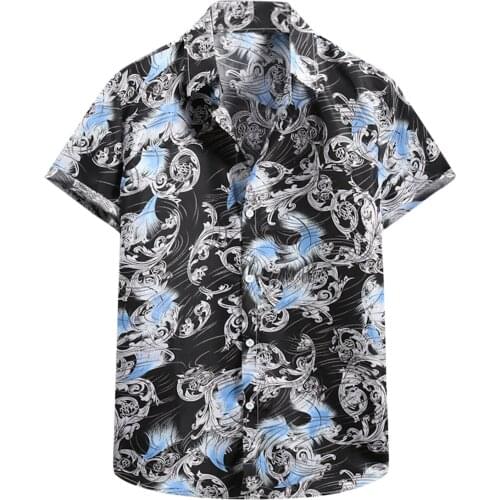 2021 Summer Ethnic Retro Mens Shirts Fashion Casual Hawaiian Flower Shirt T-shirt Loose Fitness Short Sleeve Holiday Shirts