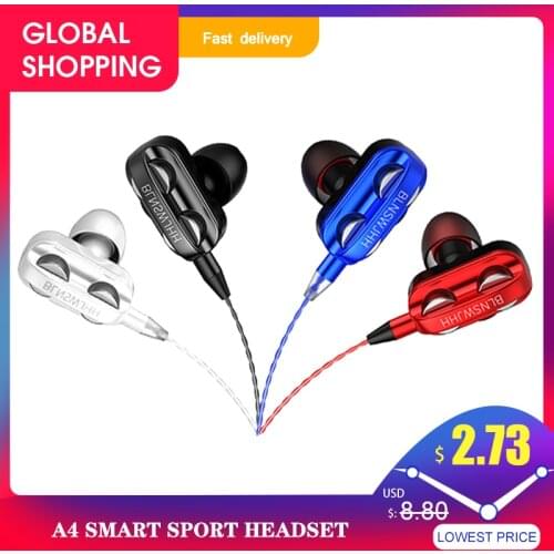 A4 Smart Earphone Sport Headset In-ear 3.5 mm Noise Reduct Stereo Bass Earbuds Wired Voice Control In Ear Smart Earphones
