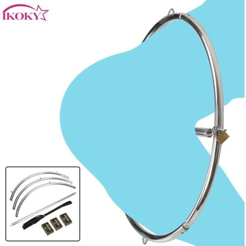 Stainless Steel Training Female Slave Knee Lock Hip Lock SM Product Round Shape Adult Game With whip and Lock