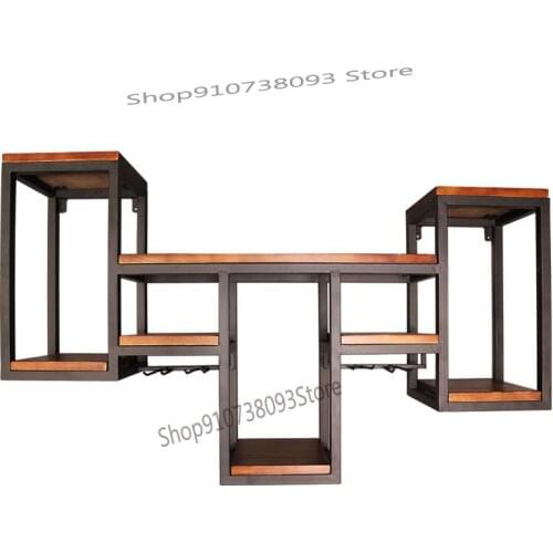 Industrial style bar restaurant wrought iron wine rack wall wrought iron wall hanging upside down wine glass rack ornament rack