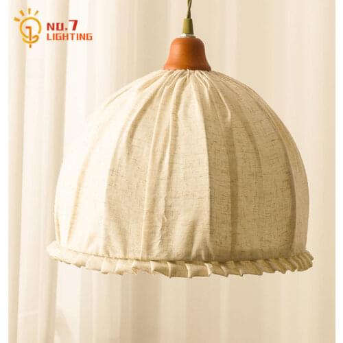 Japanese Retro Vintage Minimalist Wood Cotton Pendant Lights Bedroom Hanging Lamp Living/Dining Room Bedroom Tea House Study Bar