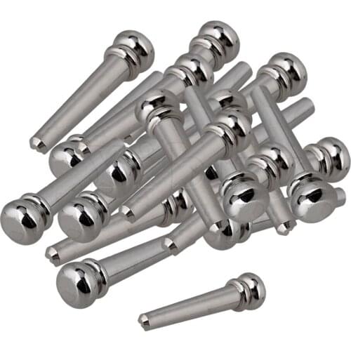 Yibuy Chrome Brass Slotted Bridge Pins End Pins Set for Acoustic Guitar Replacement Pack of 60