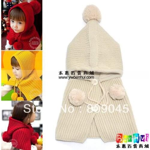 Winter warm knitted hats for boy/girl/kits hats infants caps beanine for chilldren Ear protection-Cape conjoined capMZ0603-2pcs