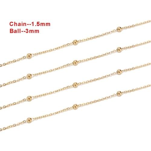Golden/steel color Stainless Steel Cable Chain Link in Bulk for Necklace Jewelry Accessories DIY Making