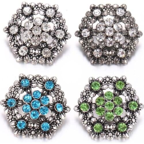 10pcs/lot Snap Jewelry Crystal Flower Metal 18MM Snap Buttons Fit DIY OEM Snap Bracelets For Women wholesale price