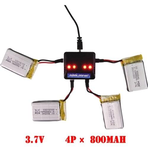 RC Drone 4-port Charger for Syma X5C-1 UDI U819 U818A WLtoys V929 with 3.7V 800mAh 25C battery for Syma X5SC X5SW Cheerson CX30W