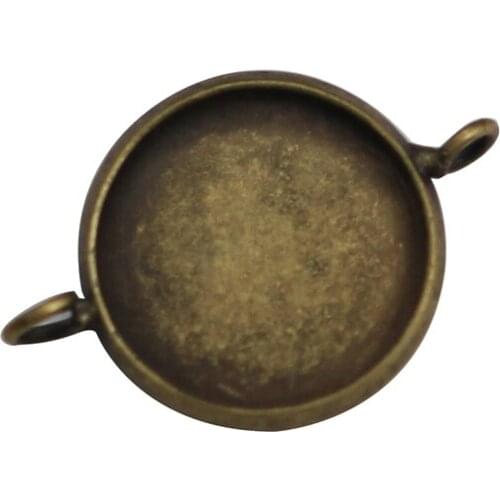 Beadsnice Brass Cabochon Base Connector 16mm Round Double Loop Bezel Setting Jewelry Making Findings 20686