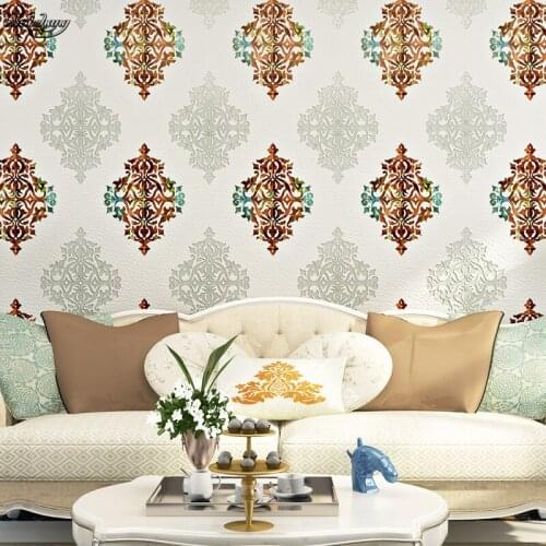 Beibehang European style Damascus 3D Stereo deer leather pattern nonwovens warm bedroom living room sofa background wallpaper