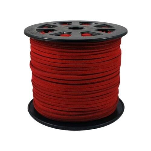 Free Shipping 100Yds Red Flat faux suede cord, 3mm, Red faux suede cord for bracelets 3mm