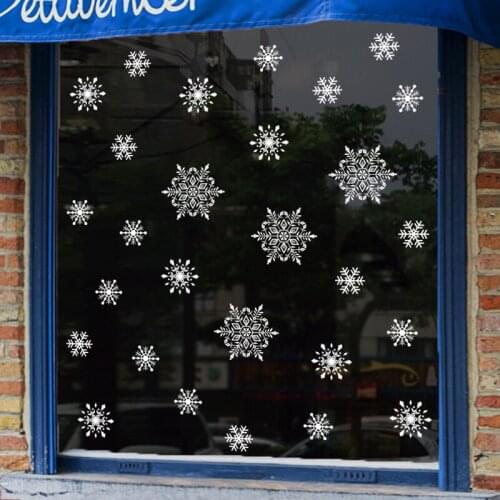 Glitter Effect Snowflake Wall Stickers Glass Window Decoration Wall Decals Kids Room Wallpaper 2021 New Year Home Decor