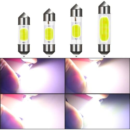 1PC Festoon 31mm 36mm 39mm 41mm C5W C10W LED COB Lamps 12V White Bulbs For cars License plate Interior and Reading Lights