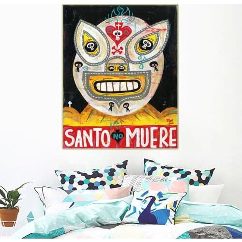 Holover Canvas Oil Painting Jorge Gutierrez"Santomuere"American Pop Art Mexican folklore Aesthetic Home Interior Decoration