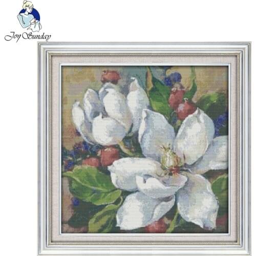 Joy Sunday Oil painting magnolia Chinese Cross Stitch Kits as the first choice for Christmas, Halloween gifts