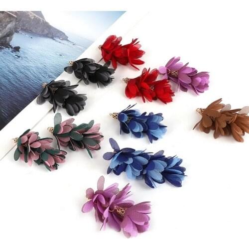 2019 Fashion Handmade Zinc Alloy Flower Cap 3 Layers Bohemian Flower Tassels Charms for DIY Earring Jewelry Findings Making