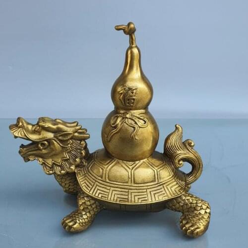 China brass dragon turtle gourd crafts statue