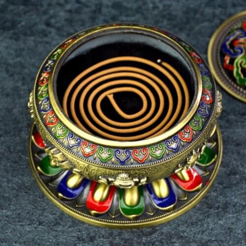 Alloy censer, lotus eight treasures, censer plate, censer, household incense, decoration, Buddhist incense stick holder