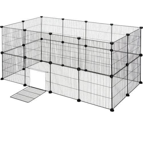 Pet Playpen DIY Metal Wire Exercise Pet Run with Door Cable Ties Small Animals Cage for Puppy Kitten Rabbits Guinea Pig