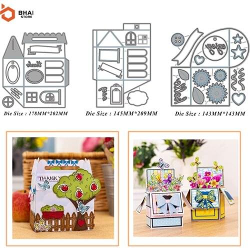 Gift Box Landscape Box Metal Cutting Dies Cut Decoration Scrapbook Paper Card Embossing 2021 Christmas Halloween Decor Craft Mol