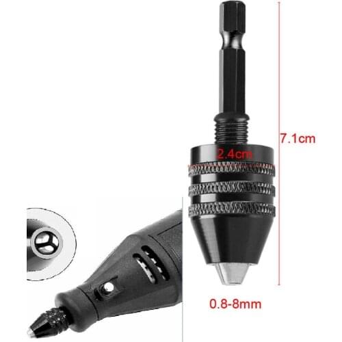 Mini Keyless Drill Chuck Electric Drill Bits Adapter 1/4" Hex Shank Quick Change Adapter Converter 0.3-6.5mm 0.3-3.4mm 0.8-8mm