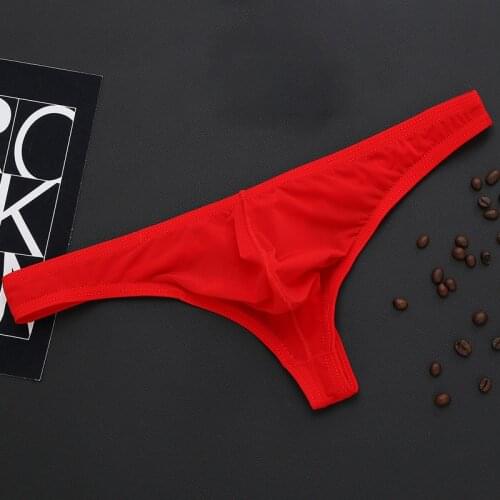 Men Transparent Thongs And G strings Sexy Gay Mens Underwear Smooth Ice Silk Panties Low-rise Men T- back Panties Tanga Bikini