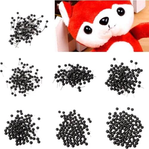 100Pcs Glass Eyes 4 To 14mm Needle Felting Kit Black Beans Puppet Doll Craft