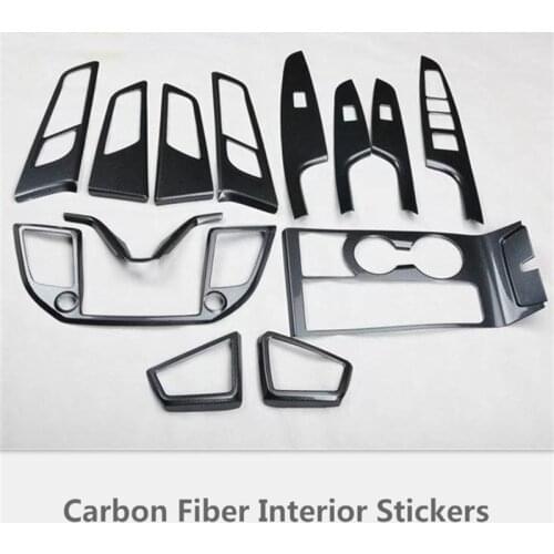 ABAIWAI Car Carbon Fiber Stickers For Hyundai Tucson Steering Wheel Gear Box Cup Holder Window Outlet Contral Buttons Door 2015
