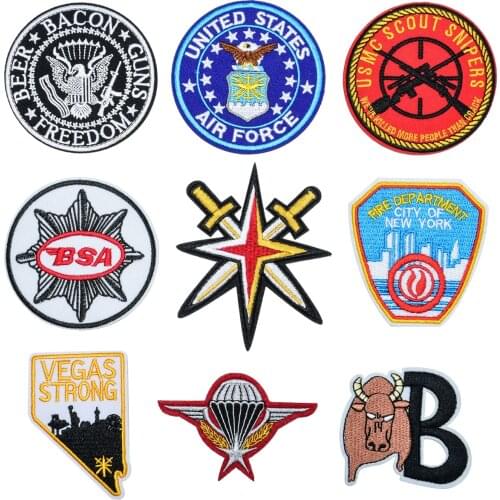 Morale Embroidery Badges Iron on Patches for Jackets Freedom Emblem Thermo Stickers Round Military Patches Firemen Cap Badges