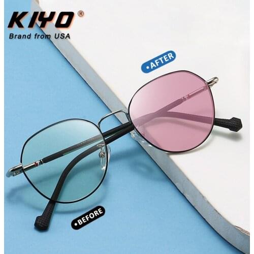 KIYO Brand 2021 New Kids Round Anti-Blue Light Photochromic Sunglasses Metal Fashion Sun Glasses UV400 Sport Eyewear 9664