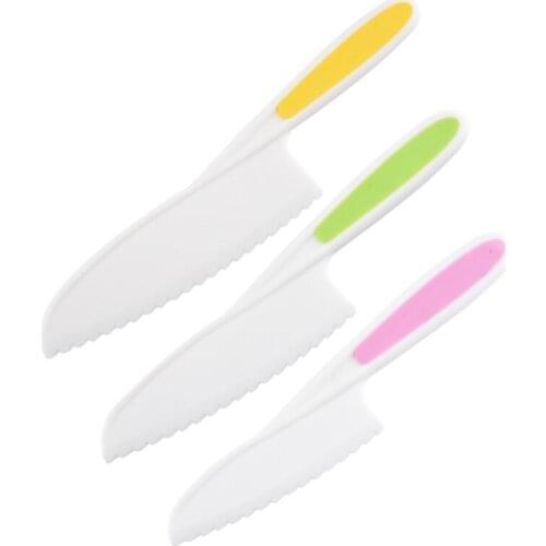 Baking Cooking Sawtooth Knife Childrens Chef Toddler Cooking Plastic Slicing Paring Bread Fruit Vegetable Cutter 3PCS/Set N h5