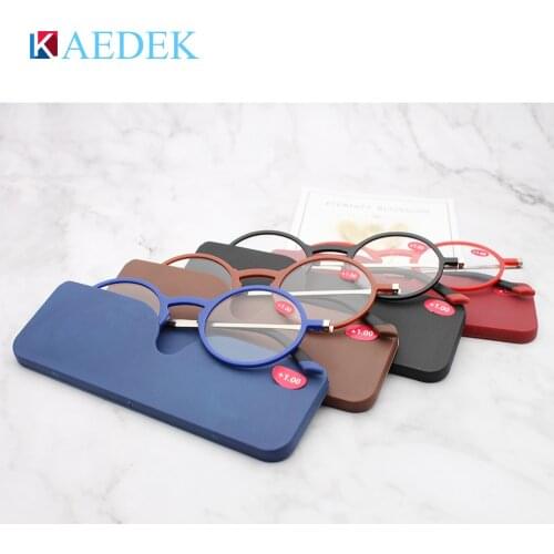 KAEDEK Thin Frame Rectangular frames Tr90 reading glasses +aluminum magnetic case Folding Presbyopic Eyeglasse+1 1.5 2 2.5 3 3.5